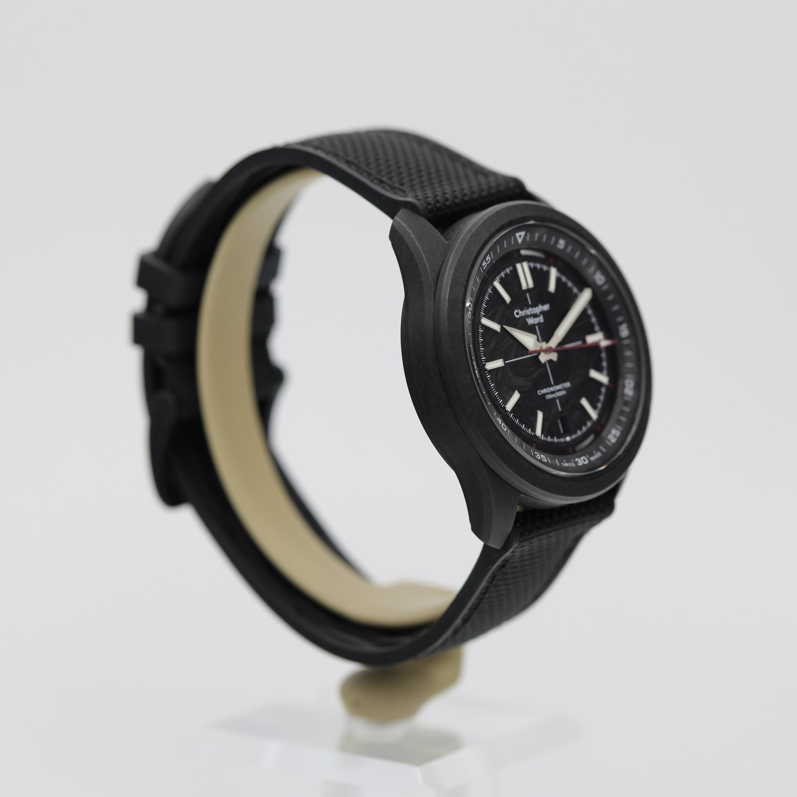 Christopher Ward C63 Colchester Carbon 41mm Black Dial on Rubber